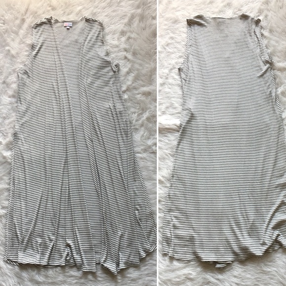 LuLaRoe Jackets & Blazers - Lularoe Joy Long Vest Rare White Black Stripe
